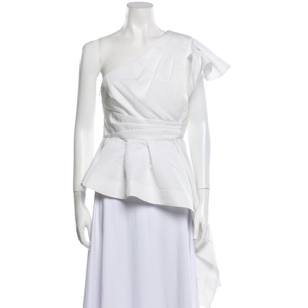 Authentic Amur white one shoulder asymmetrical tunic top M
